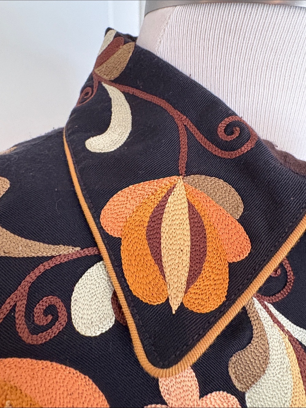 Vintage Brown Western pearl snap Shirt with gold tonal Floral Embroidery - Picture 4 of 11